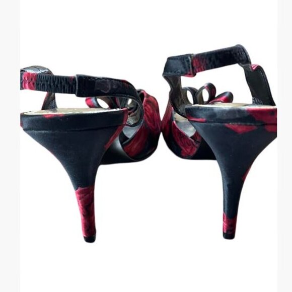 White House Black Market High Heel Peep Toe Floral Slingbacks  Size 9M  EUC - Picture 7 of 14